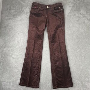 Baby Phat Corduroy Pants Womens 11 Brown Flare Leg Gold Cat Logo Y2K Vintage
